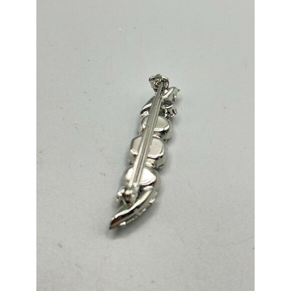 Vintage Rhinestone Bar Pin with Clear Glass Stones Silver Tone Sparkly Pin - Picture 4 of 6